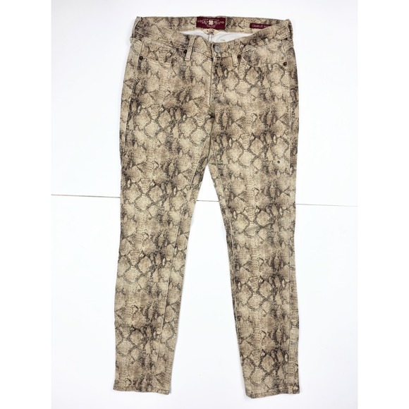 Lucky Brand Charlie Skinny Fit Snake Print Tapered Leg Jeans Women's Size 27 - Picture 1 of 5